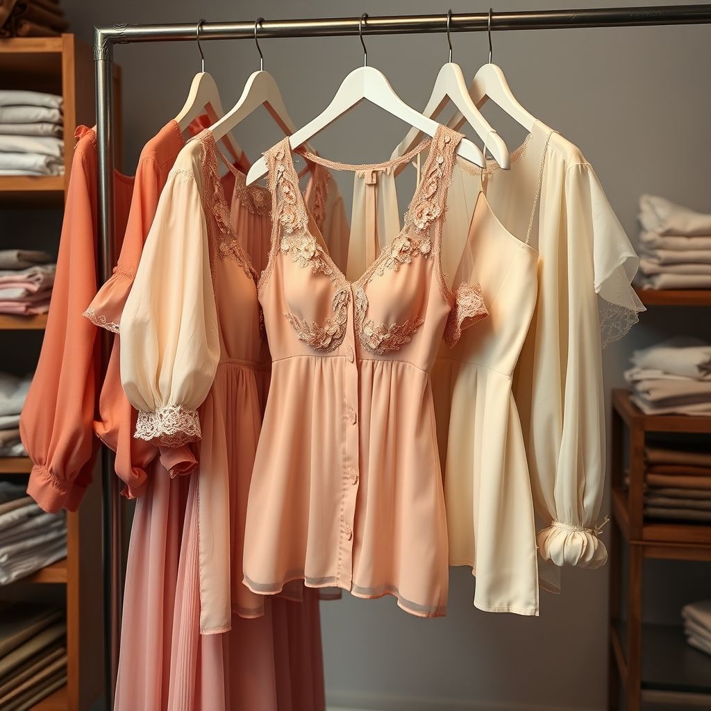 Une collection organisée de chemises élégantes et impeccablement repassées, suspendues sur des cintres métalliques protégées par des housses transparentes, présentant des nuances subtiles et une finition soignée dans un atelier professionnel.
